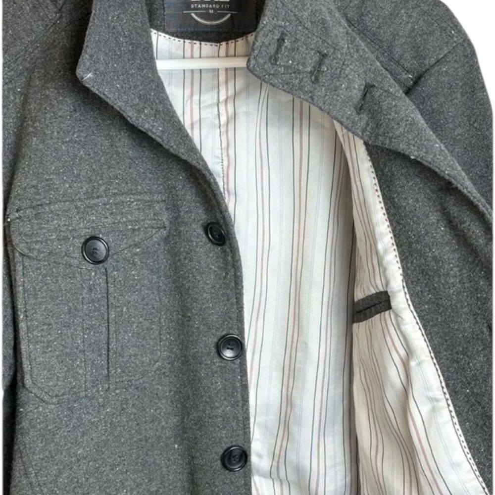 🥳 3/$26 BKE Military Style Wool Blend Jacket Gray Large - Picture 2 of 15